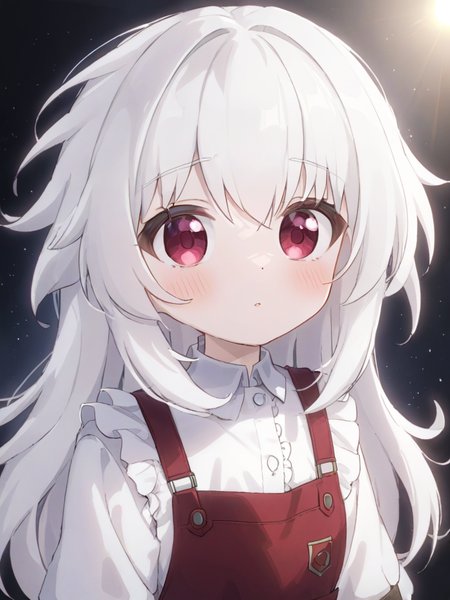 kelala girl,white hair,Red eyes,<lora:xl_kelala girl-000011:0.9>,bib front shirt