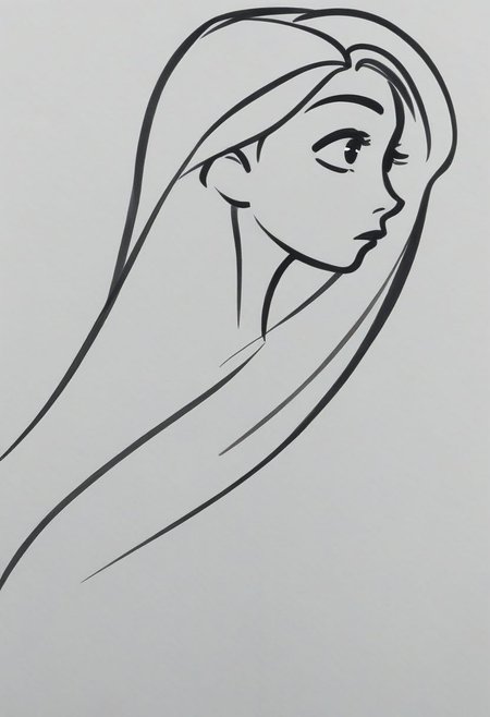 1girl, upper body, Rapunzel,   ((solo)), from side, portrait, 
dynamic  sketch, Minimalism, Greyscale, Stylized