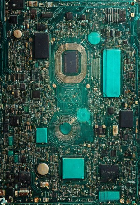 double exposure of opera diva Hatsune Miku with long floating aqua twintails singing high note merging with a printed circuit board of Yamaha electronics chip processor, <lora:DoubleExposure:1>, (head:1.8), <lora:The Phantom of the Opera style:1.5> The Phantom of the Opera style, <lora:loraeyesxl:0.4>