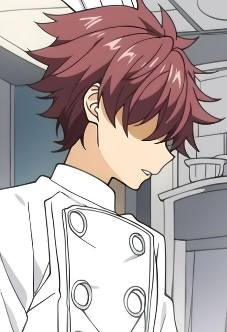 male focus, score_9, score_8_up, score_7_up, source_anime, rating_safe, anime screencap, 1boy, shunib, original style, chef uniform,