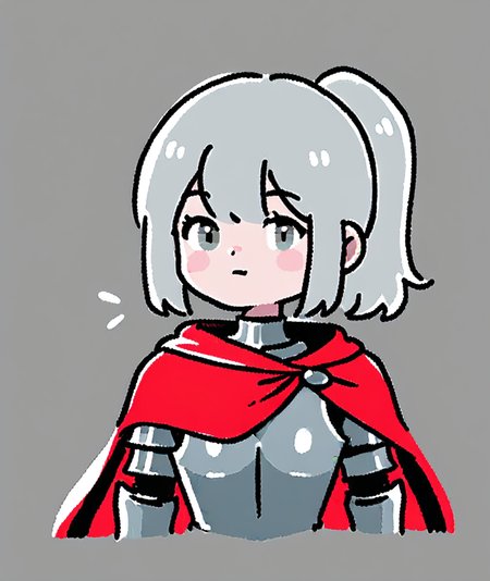 <lora:tpontç®ç¬ç»:0.75>,
score_9,score_8_up,score_7_up,
solo,female focus,looking at viewer,knight,cape,portrait,medium hair,ponytail,armor,closed mouth,cowboy shot,gray eyes,