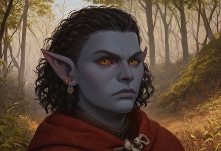 solo, short pointy ears, full body, piercings, random elf face, aquiline features, male dark elf, masculine, facial hair, brow rings, beaded piercings, weathered skin, blue-grey skin, chiseled features, large nose, insect chitin armor, insect chitin helmet, insect chitin ornaments, stylized insect pattern, athletic build,  animated realism, zoomed out, Syrian features, torso, yurts, tents, native camp, elegant berber tapestries, dead desert trees, ash dunes, distant volcano, ashy soil, grey green foliage, distant grey hills, sunrise, gloomy lighting, grey fabric awnings, dark wood posts, light dust clouds, grey-blue skin, mahogany and ivory clothes, medium armor, bone plate armor, ivory straps and fittings, alien bone ornaments, grey wood neckguard, red sclera, black pupils, blue-green light, neon, highly detailed, defined features, looking at viewer, three quarters view, from side, dynamic lighting, 29 years old, light and shadows, patterned cloth, annoyed expression, expressive eyes, detailed medieval clothes, short hair, wavy hair, thick hair, beaded hair, braided hair, under cut hair, semirealistic, alien elf, spanish features, jewish features, black hair, dark red hair, umber skin, sharp features, pastel green inuit print cloak, nighttime, high detail, absurdres, pretty eyes, detailed eyes, yellow eyes,
