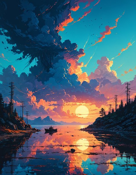 by Alena Aenami, by Mark Schultz, by __photographers__ ,  tranquil, peaceful, serene, calm, (what lies behind the darkness:1.4), cartoon, highly detailed and hyper surrealistic, perfect composition, harmonic colors, dramatic lighting, low angle panoramic view, tilted horizon
<lora:add-detail-xl:0.5> <lora:xl_more_art-full_v1:0.5> <lora:MJ52_v2.0:0.5>  <lora:MJ52:0.2>
