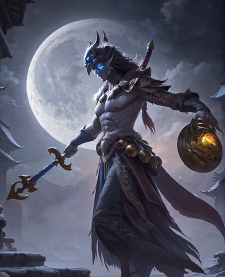 <lora:bloodmoonXL-step00000250:0.9>,bldmoon,shaman,Gelid Shackles,ominous full moon,cinematic,oriental,realistic,ultra detailed,ray tracing,cloudy sky,octane render,intricate,cinematic,oriental,glowing features,masterpiece,hyper realistic reflections,50nm dof,bokeh,realistic,sharp focus,ultra detailed,8k,uhd,surging power,high resolution,trending on artstation and deviantart,featured,style of __fantasy-artist__ and Robert Campbell and sword and sorcery