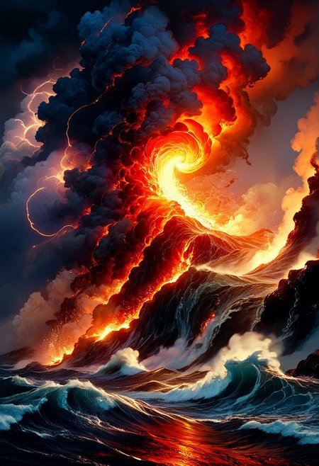 highly intricate and detailed, absurd res, 4K, swirling vortex, fire and water theme, (in the style of Alex Grey:1.3), seascape over stormy raging seas at night, a hurricane of swirling fire and water, smoke and steam, spiraling waves of water rising to meet firey lightning bolts, madness, intense heat and freezing cold, masterpiece, highly detailed, overall detail, atmospheric lighting, Awash in a haze of light leaks reminiscent of film photography, awesome background, highly detailed styling, studio photo, intricate details, highly detailed, cinematic, glowing, sparks, lightning