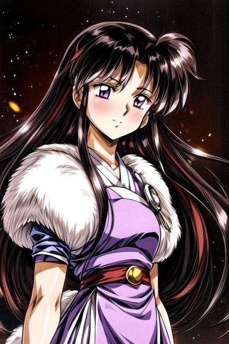 best quality 1girl Setsun4 solo long hair,  (night time) forest background black hair very long hair purple eyes multicolored hair armor, small, (fur trim) (medium body),<lora:EMS-179-EMS:0.800000>,<lora:EMS-293862-EMS:0.800000> bow, hair_bow, hair_tubes, red_bow, brown_hair, long_hair, bangs, ascot, frilled_bow, yellow_ascot, blush, smile, hair_between_eyes, athletic, armor, miko, strengthmda,  Smiling, happy, helmet