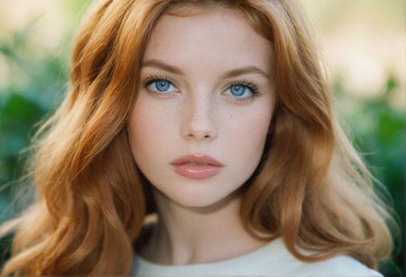 ((CinematicPortrait analog photo)) ginger  woman outdoors, blue eyes, (glossy  lipstick), (), ((soft focus, depth of field, film grain, looking at viewer)) <lora:CinematicPortraitXL_v3:0.65>