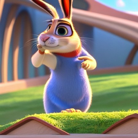 rabbit running in a race frenetic energetic anxiety  cinematic lighting family friendly Zootopiav4 animation