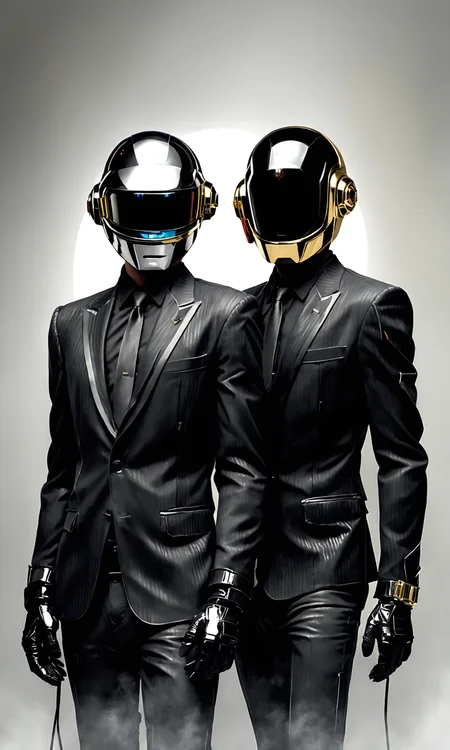 (macro view on face of daft punk:5)
, (frazetta style:2)
, (enki billal darkness:3)
, analog film photo
, extremely detailed
, (mainly black and white scheme with touch of fluorescent colors:3)
, (ray of light:2)
, 16k
, sci-fi
<lora:vor_enki.sdxl.lora.v5:0.45>
<lora:vor_sci-fi.v1.sdxl.lora:0.95>
<lora:- SDXL - vanta-black_contrast_V3.0:0.45>
<lora:3DMM_XL_V13:0.45>