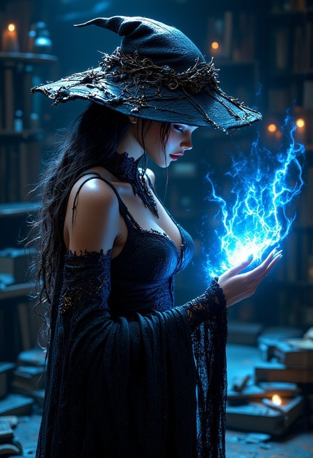 sexy, Dark Moody Atmosphere, Avant-garde, painting, sexy, erotic, best quality, masterpiece (Luis Royo style drawing), detailed face, face in sharp focus and intricate detail, extremely detailed, great lighting, BREAK, quality, intricate details, Mystical light, Fog., sexy, beautiful chinese necromancer girl, evil and mystical, see-through lace blouse, no bra, cleavage, emitting wisps of magic from her hands, hkmagic, explosive blue electric magic, sultry, mesmerising expression, black magic fantasy crypt, pentagram drawn on the floor with magic runes, magical glow, dark and moody, upper body shot, shafts of light, High Definition HD, High Detail, Perfect Composition, mythp0rt, side portrait