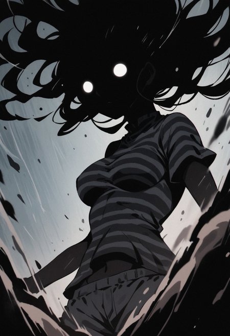 floating dust particles, visible dust in light rays, vintage dusty atmosphere, cinematic quality, closeup, busty ergo proxy dress, black skin, navel, looking at viewer, short sleeves, muscualr, athletic, solo, shorts, buxom, busty, long hair, billowing hair, striped panty, shaded face, animal, deep Blacks, very detailed, atmospheric haze, Film grain, cinematic film still, shallow depth of field, highly detailed, high budget, cinemascope, moody, epic