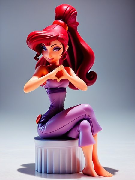 score_9, score_8_up, score_7_up, 1girl, naughty face, sitting on a white pillar, crossed legs, own hands together, cute pose, full body, wide shot, 
<lora:AMeghanXLP_character:1>, MegXLP, purple eyes, red hair, high ponytail, makeup, purple dress, cartoon, <lora:Anime_Figure_P1:0.85> figure