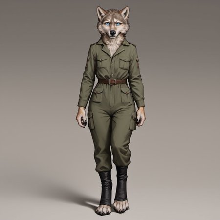 score_9, score_8_up, score_7_up, source_furry, detailed face, detailed eyes, incredible detail BREAK 1girl, solo, anthro, wide shot (furry female, wolf, light brown fur, monotone fur, light blue eyes,slightly wide hips, small breasts), black nose, whiskers, ear flop, solo, looking at viewer, cartoon style, full body, hunter outfit, archer outfit, shy pose