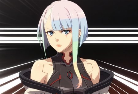 score_9, score_8_up, score_7_up,
source_anime,intricate details, perfect anatomy,
BREAK 
1girl,lucy, short hair, bangs, blue eyes, blue hair, multicolored hair, makeup, multicolored eyes,
bodysuit, jacket, leotard, off shoulder, off-shoulder jacket, open clothes, open jacket, skindentation,
GGXrd-this-is-me,