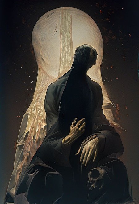 painting of an older man and his adult male lover, spark ignites, tortured souls, peacefulness, revelation, surreal dark smeared background, black and gold mutations tears in fabric , separation of colors, in the style of nicola samori <lora:DarkAnime1:1> <lora:HorrorArt(1):1.2>, glow effects, godrays, Hand drawn, render, 8k, octane render, cinema 4d, blender, dark, atmospheric 4k ultra detailed, cinematic sensual, Sharp focus, humorous illustration, big depth of field, Masterpiece, colors, 3d octane render, 4k, concept art, trending on artstation, hyperrealistic, Vivid colors, extremely detailed CG unity 8k wallpaper, trending on ArtStation, trending on CGSociety, Intricate, High Detail, dramatic, absurdes, a realistic baroque bedroom, white canopy over bed, white drapes, damask patterns, intricate details,    in the style of Vittorio Matteo Corcos