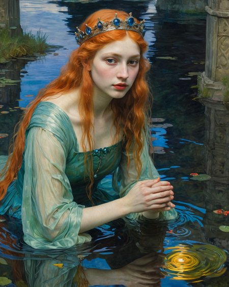 proud queen, water, reflections, transparency, slimy, vivid color, The Tower of Shadows, Edgar Maxence,  neon, <lora:add-detail-xl:1>, <lora:xl_more_art-full_v1:0.8>