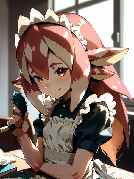 (upper body, solo focus:1.1) <lora:happy_tentacle-paisci-v0.1-000028:1>, ht_paisci, (petite:1.2), <lora:Shed_The_Skin's StS_age_slider_v1_initial_release:-1.1> ( :1.1) ( ( head tilt :0.8) , , ( :1.2) , smile , (looking at another:1.2) :1) , indoors, ((day :0.6), :0.8), (open window :0.9), (furniture:0.9), (messy room, messy hair, trash:0.4) , , , people , ( :0.8), cleaning, (maid:1.2), maid headdress (( from above :1) :0.8) score_9, score_8_up, score_7_up, score_6_up, score_5_up, score_4_up, ( [(realistic, photorealistic:1.3):(realistic:1.2):16] [(3d:1.2)::14] :1) <lora:LUUNA's Lunas-NijiJourney-SDXL-B2:0.2>, nijijourney <lora:prgfrg23's Counterfeit-V3.0 Style SDXL_LoRA_Pony Diffusion V6 XL:0.35> <lora:mfcg's mfcgXL:0.12> <lora:reweik's gyokai(himehajime)_PonyXL_style_v01:0.14>