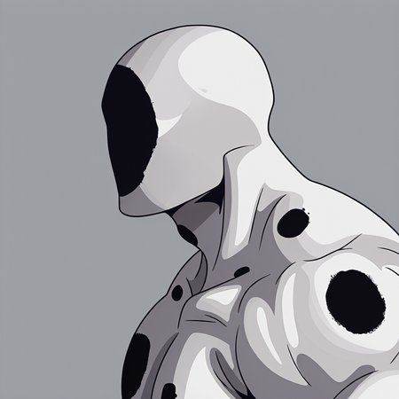 <lora:Spot-05:1> Solo, 1boy, male focus, faceless, white body, faceless male, Spot, black spots, black spot mask, muscular