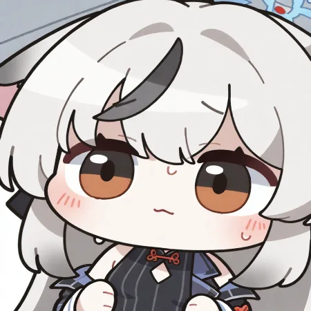 1girl, solo, blush, closed mouth, sweat, black eyes, :3, chibi, deformed, arikuigames1105, kokona \(blue archive\), averting eyes, 
very awa, masterpiece, best quality, amazing quality, absurd res, hi res, highres,  <lora:NoobV065sHyperDmd:1>  <lora:nunchi:0.4> <lora:Arikuigames1105IllustriousV1:1> <lora:ER_SD:1>