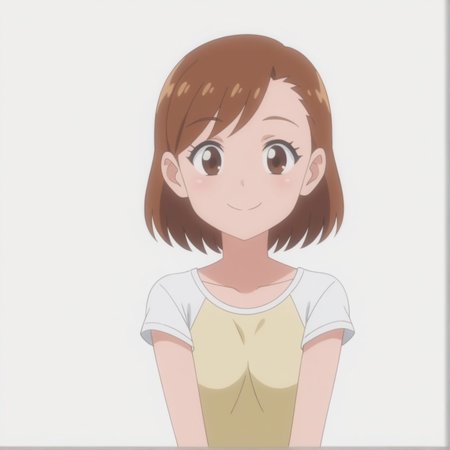 1girl, smile, anime screencap in mnst artstyle, bold outline, white background,
