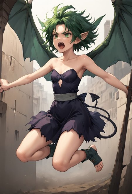 SFW, rating_all, score_10, score_8_up, score_7_up, beautiful, realistic, detailed, perfect, quality, vector, flat colors, masterpiece, duo, 2females, arguing, BREAK <lora:Friday:0> 1female, slimes_sylph, sylph's wings, sylph's dress, green hair, sylph's hair, no tail, no horns, no demon wings, no footwear, no ear-fluff-tips, no sharp toenails, yelling, angry, flying, BREAK <lora:Friday:0.7><lora:Slime's_Sylph:0> 1female, Friday, friday's spade tail, friday's eyes, friday's hair, friday's demon wings, friday's horns, friday's ear-fluff-tips, friday's sharp toenails, friday's footwear, Friday's dress, yelling, angry, flying