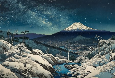 breathtaking landscape, (starry ht sky:1.31), irregular shattered luminous star clusters in sky, (stellar background:0.9), (high-resolution) (sharp details:0.85),} vast rocky mountainside, scenic landscape view,  (high resolution:1.22), (Japanese (woodblock print style:1.06), (ukiyo-e:1.14), traditional Japanese art style},) funny, humorous  , 
(Birch grove camp), (glacier's blue ice), (rusting plane parts), (hiking path), (snowy ridges) (epic:1.11, (masterpiece:0.78), (high image quality:1.08), (RAW:0.93),subsurface tering,(high resolution photograph:1.28),high definition,  <lora:sdxl\zy_Realism_Enhancer_v1.safetensors:0.85:0.18>  p3,s18