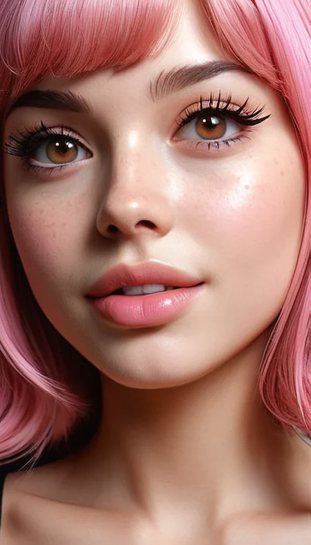 (Cel-shading:1.8), (in ARTIST style:1.7), (masterpiece:1.7), tsundere, CivChan, cartoon style, comics style, pink theme, 
(masterpiece), (best quality), (ultra-detailed)
(Medium shot:2) gorgeous girl face, cute, beautiful, gorgeous, smiling:1.1, (both hands on cheeks:1.1), showing emotions, perfect body, solo, long hair, (very long eyelashes:2),perfect pink hair, streaked pink hair, , bangs, freckles, striking large eyes, aligned eyes, mirror eyes, witch costume, witch hat, , indoor witch hut, gorgeous,pink theme,
eyeliner, trendy portrait, bare shoulders, tender Aesthetic nose, perfect lips, gorgeous lips, puffy lips, sensual lips, cinematic,
(masterpiece), (best quality), (incredibly detailed:1.4) (beautiful detailed face, beautiful detailed eyes), (ultra-detailed), very aesthetic, illustration, perfect composition, intricate details, absurdres, detailed skin, clean skin,  pure skin,
(masterpiece:1.8), (highest detailed:1.8), (angle:0.9), perfectly lighted, (contrast), (saturated), (((sharp focus))), (hyperdetailed:1.3), (intricate details:1.2), (Refined details:1.3), (best quality:1.5), highly detailed textures,
<lora:Apparatus_-_Traction_City_Walkers_Vehicles:0.6>,
<lora:add-detail-xl:1> (ultra sharp focus:1.8), (detailed skin:1.8), (best quality:1.8),
<lora:glowneon_xl_v1:0.6>
<lora:Someplastic_b:1>