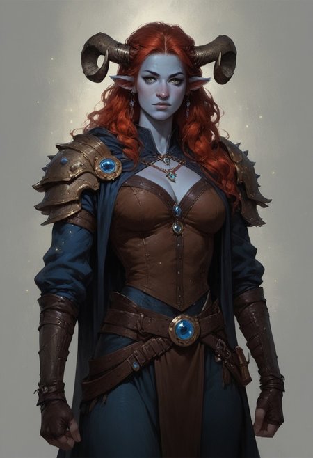 (score_9, score_8_up, score_7_up, score_6_up), (highres image, ultrares, absurdres, ultra detailed), ((zPDXL3)), Portrait, (masterpiece:1.8), face focus, detailed faces, BREAK,
1girl, dynamic character design, female focus, perfect face, perfect eyes, attractive, beautiful, barbarian, (Firbolg, furry, big nose, animal ears, blue skin) curved ram horns, (long red hair), perfect body, hourglass figure, large breasts, wide hips, tiny waist
BREAK
(Barbarian Furs), (Leather), (Boots), (Cloak)
BREAK
Detailed Background, Fantasy Tavern, Dramatic Lights, Concept Art, Expressiveh, (Firbolg, furry, big nose, animal ears), concept art, realistic, 4kFacePonyXL