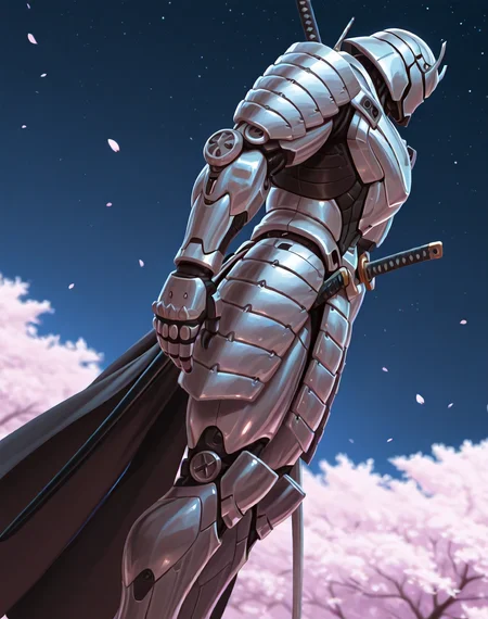 <lora:Silver_Samurai_(Marvel_Comics)_(Illustrious)_(AD):1> Silver Samurai, robot, armor, 
((
exterior, traditional Japanese noble's estate home, cherry blossoms, night sky, 
dutch angle, dynamic action, male focus, solo, fully armored, villain, hyper glossy body, powerful, superiority, side view, 
)),
BREAK: very awe, aesthetically pleasing, masterpiece, best quality, amazing quality, very aesthetic, depth of field, absurd details, depth of field, atmospheric rendering, natural shading, soft shading, 
BREAK: lazympos, lazypos (3),