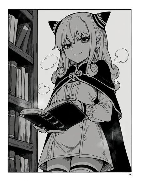score_9, score_8_up, score_7_up, source_anime, <lora:ashe-talton-manga-ponyxl-lora-nochekaiser:1>, rengoku ashe, long hair, greyscale, monochrome,, thighhighs, long sleeves, capelet, cape, dress, white dress,, bookstore, browsing shelves, new book smell, finding a favorite, quiet atmosphere, smile, looking at viewer, solo,, cowboy shot, dutch angle