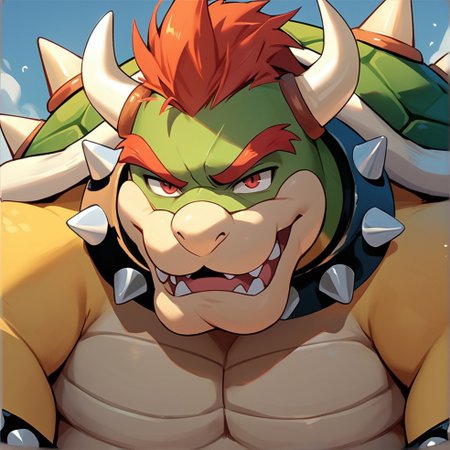 score_9, score_8_up, score_7_up, Bowser, 1boy, solo, shell, shell on back