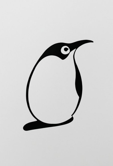 score_9, minimalism, greyscale, drawing of a penguin, Stylized