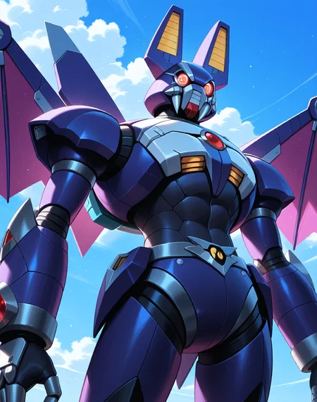<lora:Dark_Necrobat_(Mega_Man_X)_(Illustrious)_(AD):1> Dark Necrobat, reploid, MMX, 
exterior, blue sky with clouds,
male focus, intense shadows, dynamic shadows, intricate details, attention to details, gradient coloring, bright vivid colors, robot, abs, 
BREAK very awe, masterpiece, best quality, amazing quality, very aesthetic, highres, absurdres,
EZRealPONYXL, zPDXL, Smooth Quality, lazynsfw,