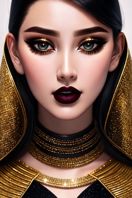 Masterpiece, high quality, 4K, beautiful design, shiny, from the front, award winning photo, extremely detailed, amazing, fine detail, absurdres, highly detailed woman, extremely detailed eyes and face, by lee jeffries nikon d850 film stock photograph 4 kodak portra 400 camera f1.6 lens rich colors hyper realistic lifelike texture dramatic lighting unrealengine trending on artstation cinestill 800 tungsten, solo, 1girl,
fanbingbing, a woman in a black dress and a gold jacket,  wearing fanbingbing fashion, face ultra focus
 <lora:FanFashion:0.825>