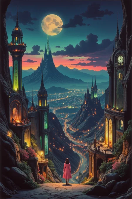 cyberpunk city beautiful  landscape, dusk, woman, very intricate, very detailed, sharp, bright, colorful, <lora:Hand v2:0.5> <lora:Anti-Blur:1><lora:Insane Detail Slider:0.25>  <lora:flux.1_lora_flyway_Epic-detail_v2:0.3> <lora:fluxenhancer:0.25> <lora:30sTechnicolorMovieV2:1> ArsMovieStill, movie still from a 1930s technicolor movie
