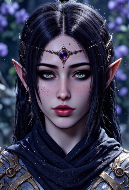 ShadowDJ, mythp0rt, weibo, drawing,  violet, blue, black, 
Jedwtrexp, watercolor, Portrait with Galaxy Hair, her hair transforming into a vibrant starry galaxy with constellations and nebulae, <lora:WatercolorExposure-000007:1>
chromatic aberration, detail, high contrast, cinematic view, volumetric lighting, perspective, gritty_texture, dynamic_pose, glowing_effects, electric_aesthetic, magical_fantasy,mystical,ethereal_glow,fantasy_art,cinematic,intense_detail,photorealistic,(sharp focus:1.3), DB4RZ, DB4RZ style 
painting
A close-up of a ShadowDJ face, with piercing green eyes and jet-black hair, looking directly at the viewer with an enigmatic smile. The background is a blurred, dreamlike landscape of misty mountains and twisted trees.