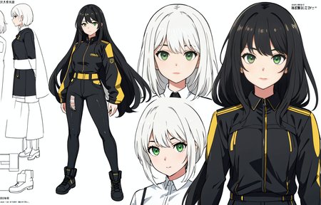 charturnerv2, pencil, draw, multiple lines, 1girl, face only, black hair, tied hair, green eyes, black jeans,battle suit, same outfit, concept-art, full body, detail_face, line_sketch, official art, official alternate costume, costume details, detail character, 4_side, original, 8K GC, massive detail, multiple views of the same character, no background, only detail character, technical illustration, multiple views,masterpiece,best quality, different expressions,