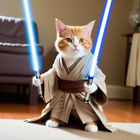 Envision a jedi cat