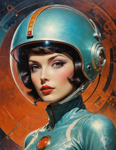 by Ben Templesmith,  (retro futurism , High Fashion but extremely beautiful:1.4), (intricate details, masterpiece, best quality:1.4)
Retro-futuristism, vintage sci-fi, 50s and 60s style, atomic age, vibrant, highly detailed, retro futurism, , looking at viewer
<lora:add-detail-xl:1> <lora:xl_more_art-full_v1:0.5>  <lora:looking_at_viewer:2>