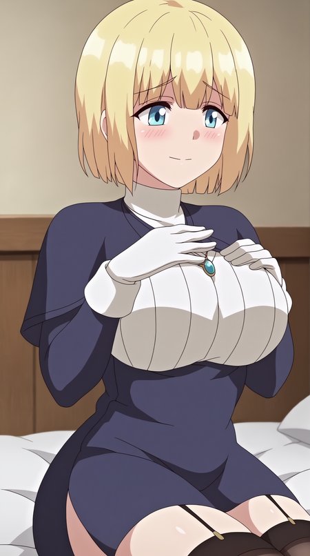 score_9, score_8_up, score_7_up,anime_source, source_anime, best background, detailed background, anime screencap, 4k, upscale,  Tianne Rutheim, Main Outfit, solo, blush, smile, closed mouth, sitting, hand on own chest  <lora:JN_Tianne_Rutheim_Pony:0.8>