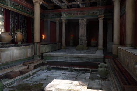 highly insanely detailed, masterpiece, top quality, best quality, highres, 4k, 8k, RAW photo, (very aesthetic, beautiful and aesthetic),  
Ancient Roman Interior Design,RomInt,ancient_roman_kitchen,terra_cotta_stove,spice_jars,candles,blanket, 
<lora:RomanInterior-10:0.6>, 
(1girl:1.3), 
1other, 
, 
very long hair,hair ornament, 
, 
(sunspot,5un5p0t sun), 
,âââ
