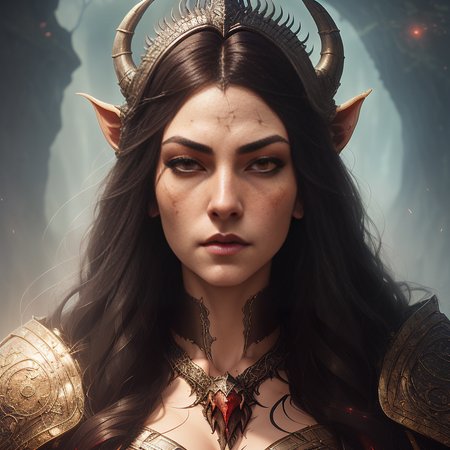 close-up head, facing camera, realistic digital painting portrait of a gothic female blood elf, (curly hair:1.1), (Dungeon and Dragon:1.3), magical dark and red universe, magic cloth armor with red and yellow engrave in, intricate details, (abstract background:1.2), (light particle:1.1), (very detailed skin:1.2), (game concept:1.3), (elden, ring style:1.3), (arcane style:0.8), (depth of field:1.3), global illumination, art by hoang lap and fuji choko and artgerm, and greg rutkowski and viktoria gavrilenko