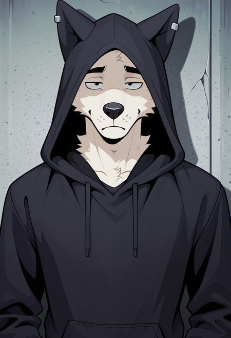 masterpiece, best quality, amazing quality, solo, 1boy, SilverRTF, black hoodie, hood up, upper body