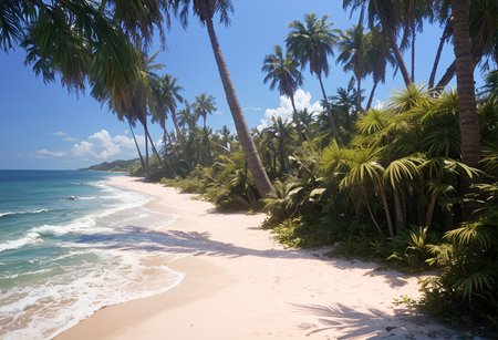 ,ruanyi1118,horizon,ocean,fern,beach,palm tree,outdoors,<lora:1118 isolated island_v1_pony:1>, score_9, score_8_up, score_7_up, score_6_up, score_9, score_8_up, score_7_up, score_6_up source_anime, blush, 1girl, seduce smile, perfect body , natural huge breasts