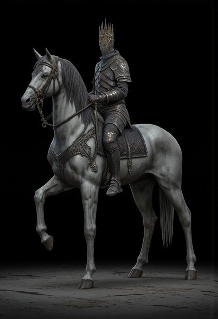 non human Obscure medieval military armored horse without a rider
Standing on a flat ground
Set against a solid dark black color background to emphasize its unsettling unnatural form that emphasizes its silhouette. The medium is not a traditional painting or illustrative medium like watercolor or ink but rather a digital 3D rendering.
MikeFranchinastyle, bbstyle,, horror theme,, ZBClay model of a gray sculpture, zbrush, d4arks0uls