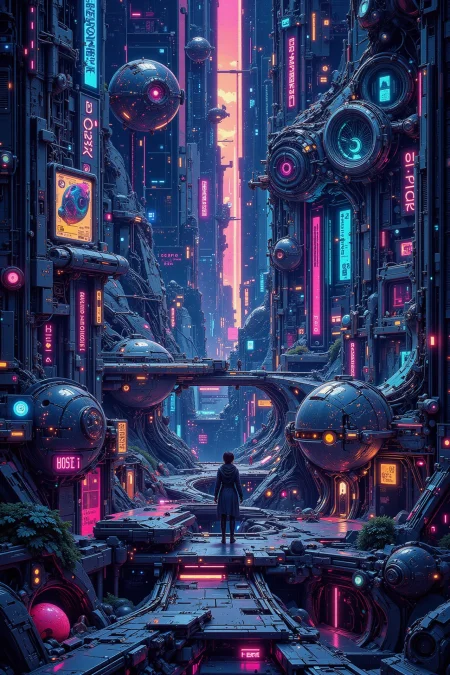 a futuristic space colony beautiful  landscape, noon, woman, very intricate, very detailed, sharp, bright, colorful, <lora:Hand v2:0.5> <lora:Anti-Blur:1><lora:Insane Detail Slider:0.25>  <lora:flux.1_lora_flyway_Epic-detail_v2:0.3> <lora:fluxenhancer:0.25> <lora:Neurocore Anime Cyberpunk v2.0:1> A digital artwork in the style of cknc <lora:abyss-neon:0.6> bo-neon
