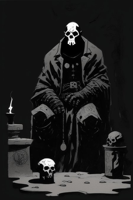 <lora:Mike Mignola Style:1>Mike Mignola Style - mike mignola sketch in a very dark and heavy inky way