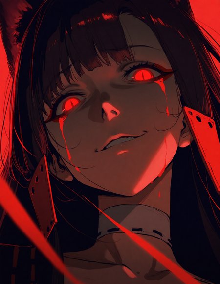 masterpiece,best quality,newest,very aesthetic,absurdres,very awa,highres,(yoneyama mai:0.4),(rella:0.4),(cutesexyrobutts:0.4),(ilya kuvshinov:0.4),newest,year 2024,year 2023,<lora:ponyv4_noob1_2_adamW:0.6>,1girl,mature female,akagi \(azur lane\),brown hair,red eyes,light,dark,portrait,bad end,blood from eyes,horror \(theme\),corruption,tragedy,looking at viewer,determined,badass,glowing eyes,slit pupils,gesugao,shaded face,light smile,limited palette,black background,(monochrome),