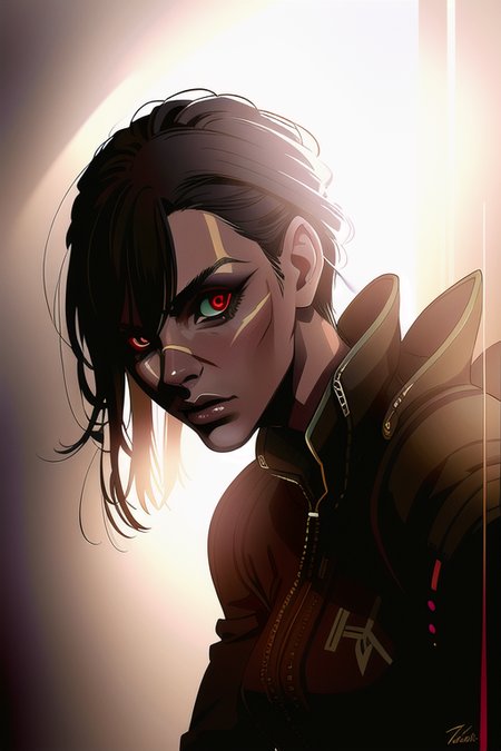 award winning portrait photo of a female rogue assassin, wearing cyberpunk intricate streetwear, (backlighting:1.3), digital painting, concept art, smooth, sharp focus, rule of thirds, dark fantasy,intricate details, medium shot, (shallow depth of field:1.1), by sandra chevrier, Style-Psycho <hypernet:icsA3_icsA3:1>