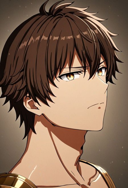 high resolution, solo, best quality, 1Boy, Seiya Kanie, Brownish Hair, portraits, looking at viewer, focused gaze forward, upper body, head upright, neutral expresion, OverallDetail